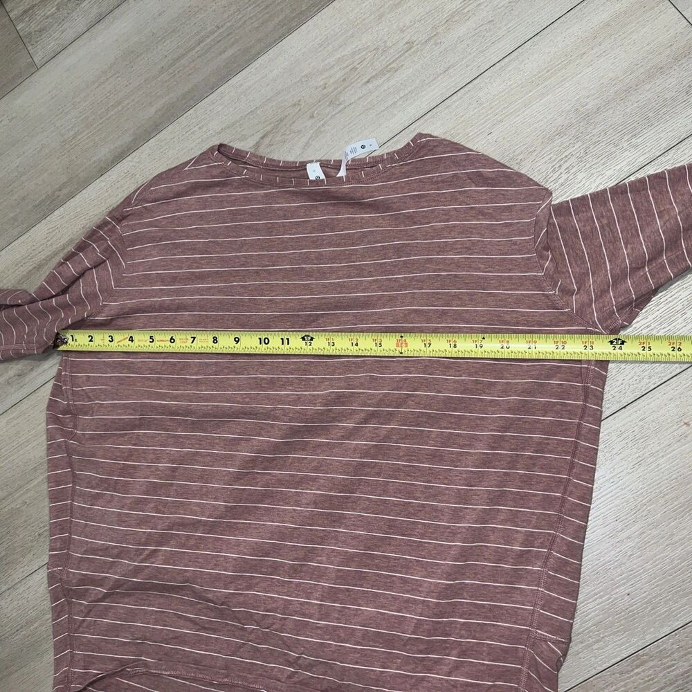 Lululemon Back In Action Long Sleeve Shirt Tee Top Womens 6 Stripe Heather Mauve - Picture 4 of 8